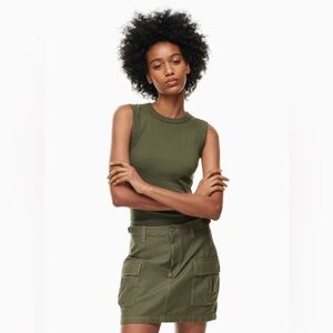 NWT Aritzia TNA color GD Army Green Supply Cargo Micro Skirt Size 0